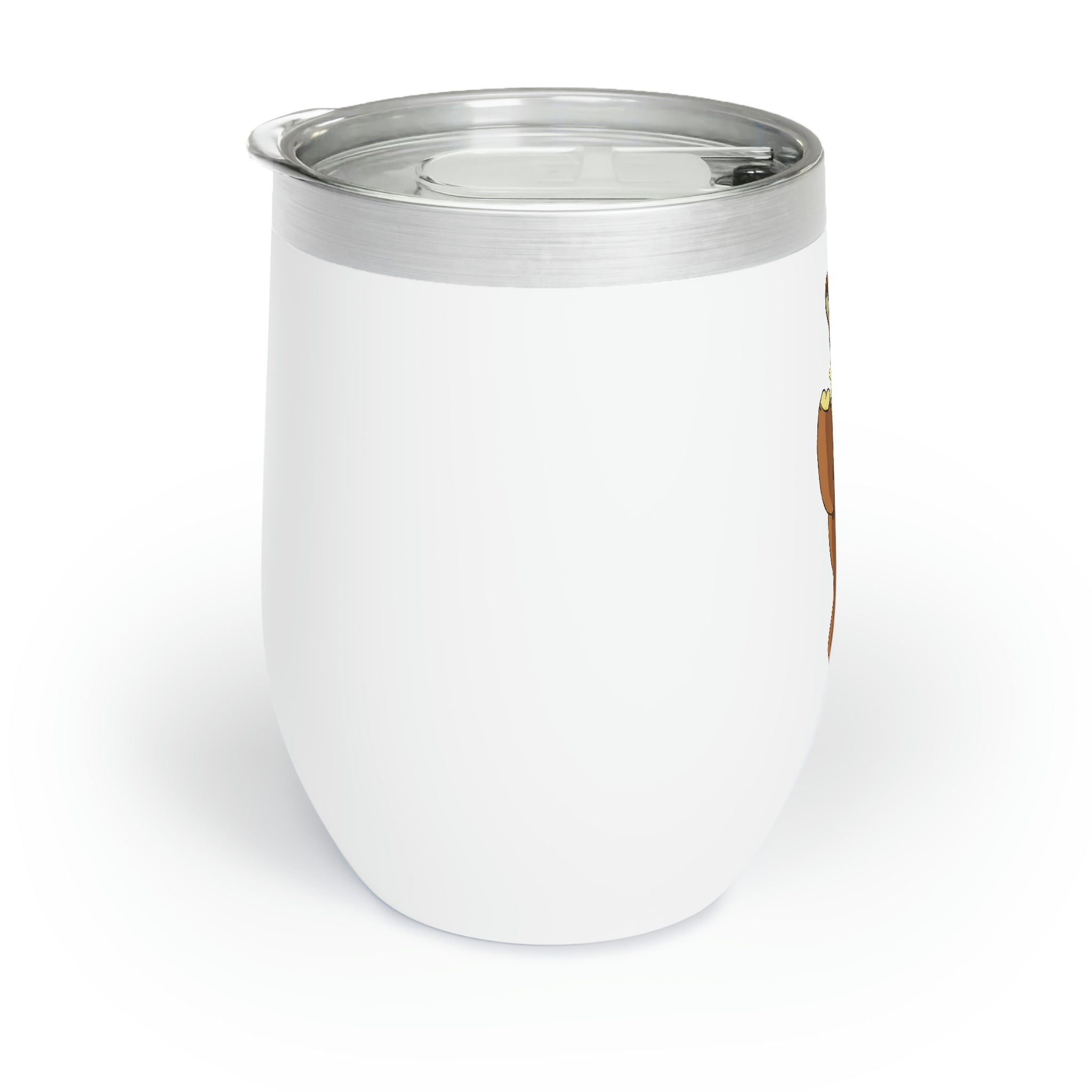 Angeburdum Chill Wine Tumbler in stainless steel with a customizable design, showcasing its double-insulated walls and stemless shape.